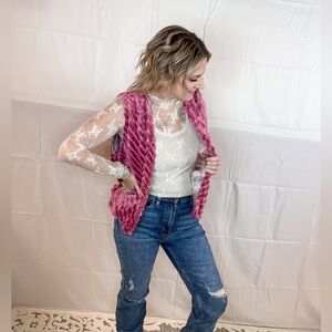 NWT! Pink Faux Fur Vest